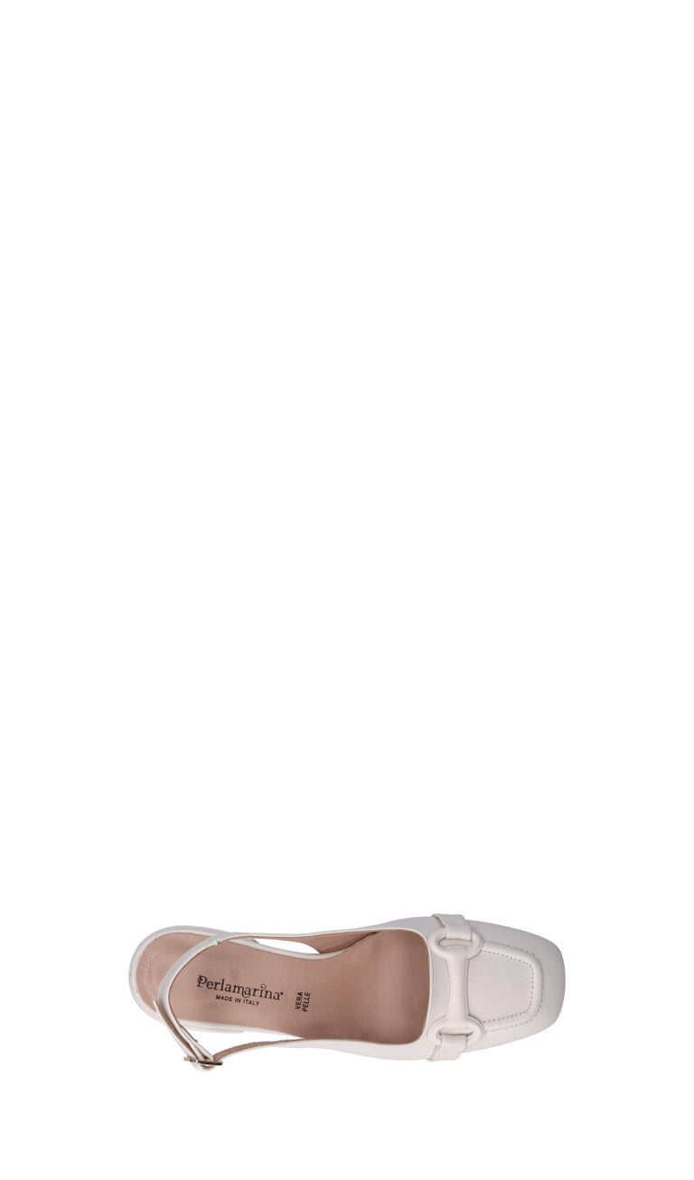 PERLAMARINA Slingback donna bianca in pelle
