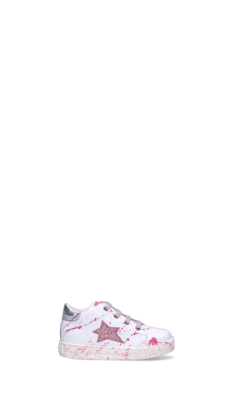 FALCOTTO Sneaker bimba bianca/rosa/argento in pelle
