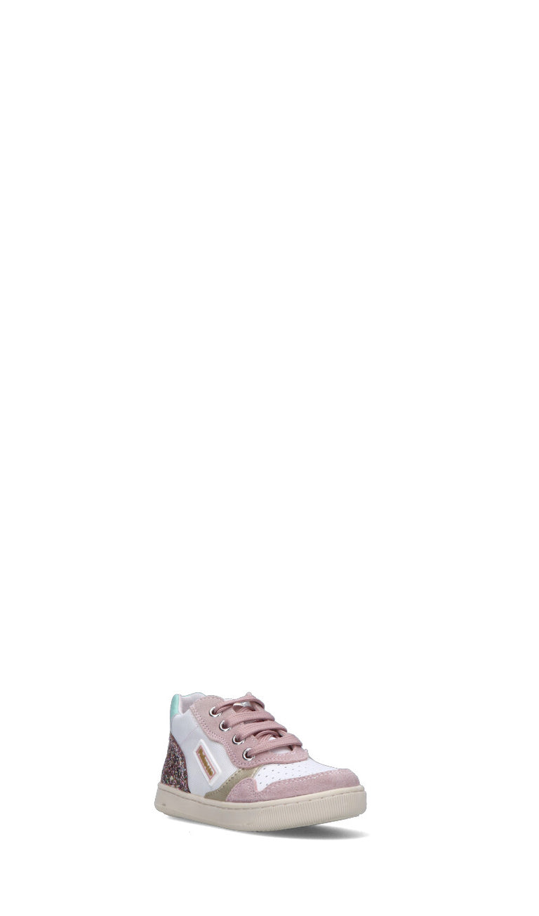 FALCOTTO Sneaker bambina bianca/rosa in pelle