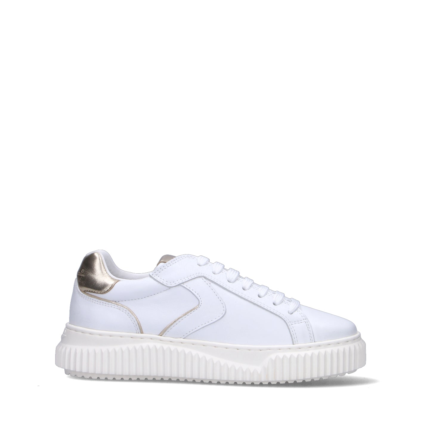 VOILE BLANCHE Sneaker donna bianca/platino in pelle