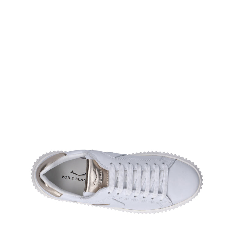 VOILE BLANCHE Sneaker donna bianca/platino in pelle