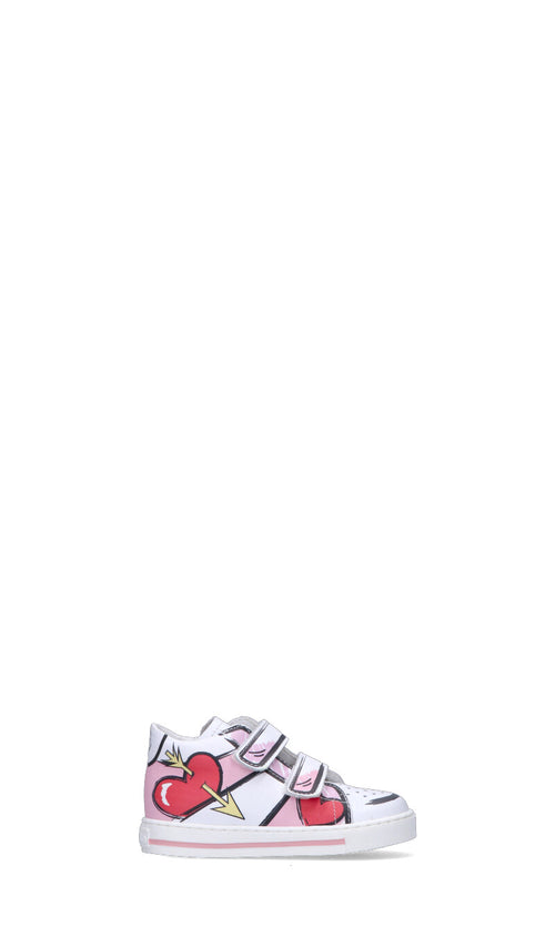 FALCOTTO Sneaker bambina bianca/rosa/rossa in pelle