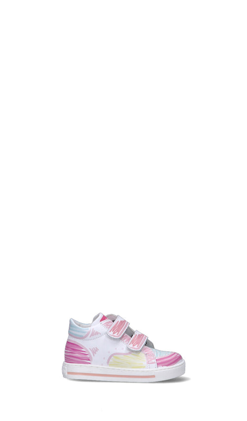 FALCOTTO Sneaker bimba bianca/rosa/azzurra/gialla in pelle