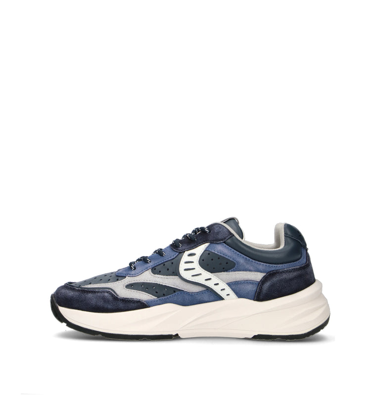 VOILE BLANCHE Sneaker uomo blu in suede