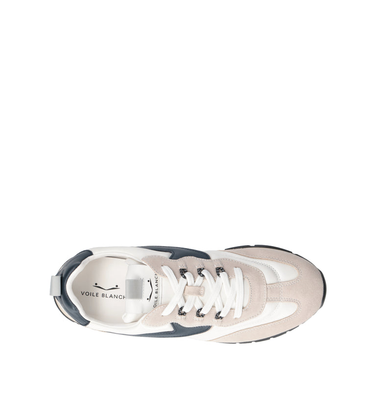 VOILE BLANCHE Sneaker uomo bianca/blu in pelle