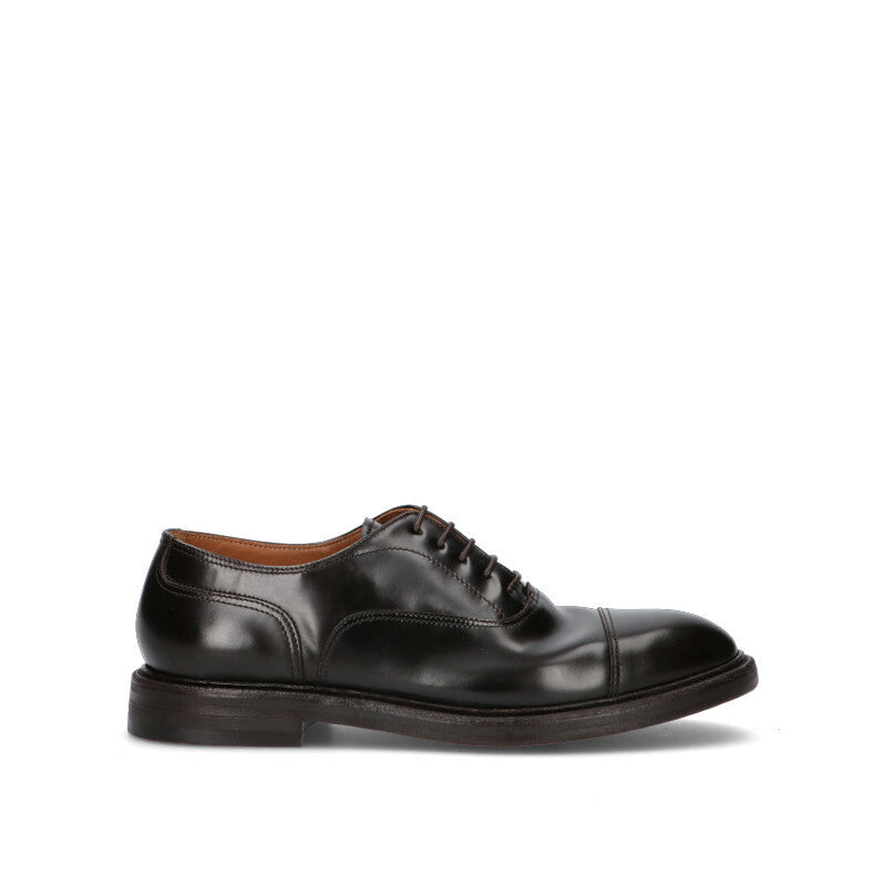 GREEN GEORGE Stringata uomo nera in pelle