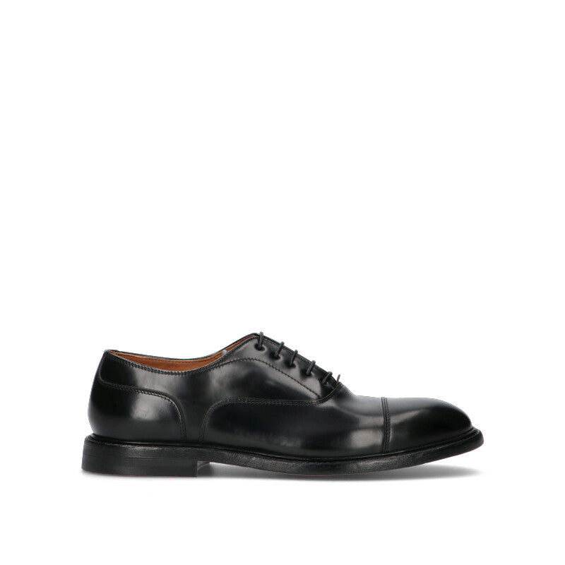 GREEN GEORGE Stringata uomo nera in pelle