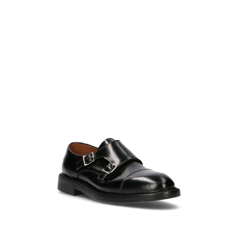 GREEN GEORGE Stringata uomo nera in pelle