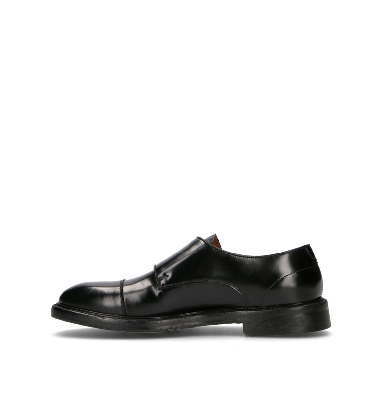 GREEN GEORGE Stringata uomo nera in pelle