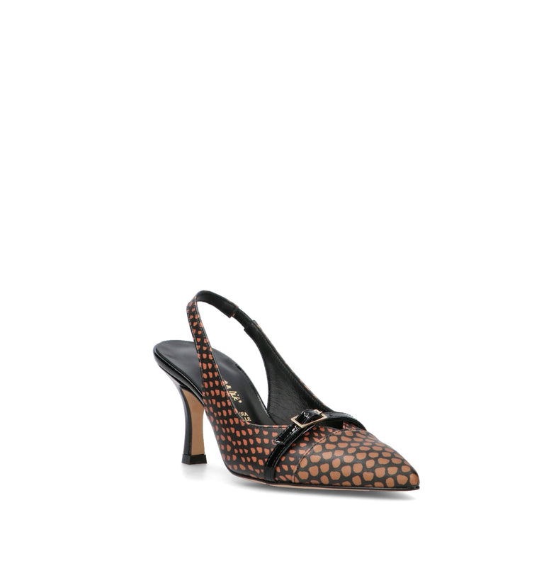 REBECCA VAN DIK Slingback donna cuoio/nera