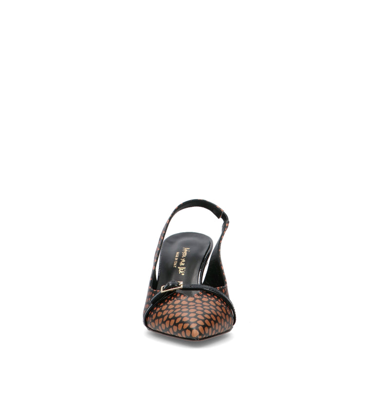 REBECCA VAN DIK Slingback donna cuoio/nera