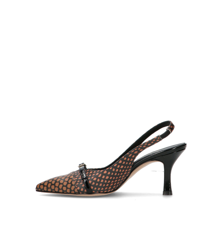 REBECCA VAN DIK Slingback donna cuoio/nera
