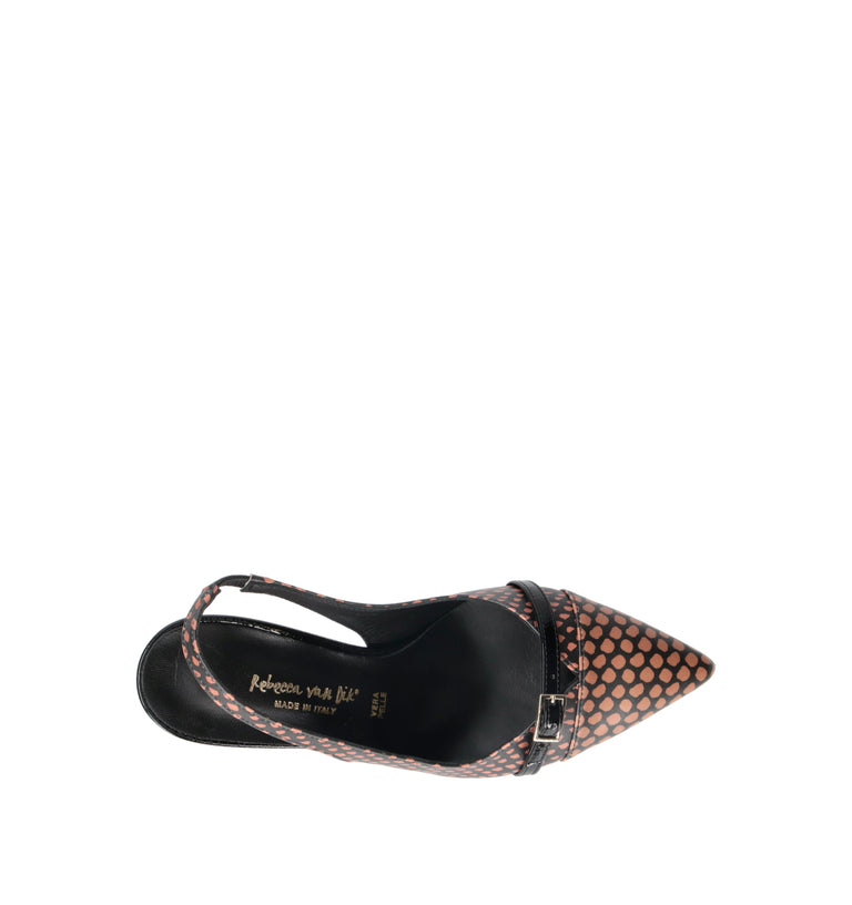 REBECCA VAN DIK Slingback donna cuoio/nera
