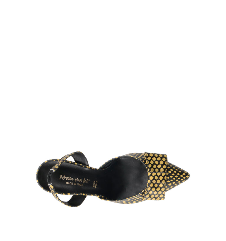 REBECCA VAN DIK Slingback donna nera/gialla