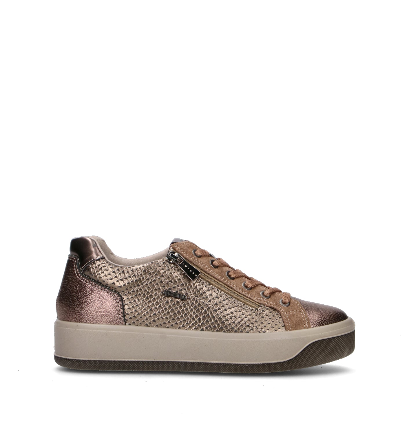 IGI&CO Sneaker donna taupe in pelle