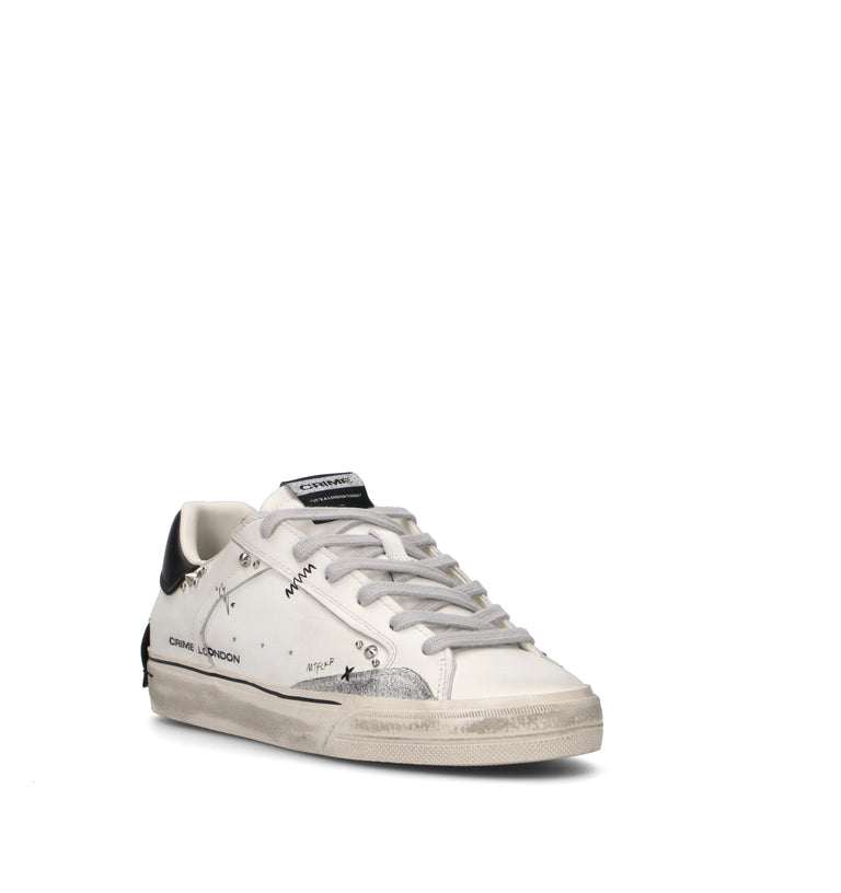 CRIME Sneaker donna bianca in pelle