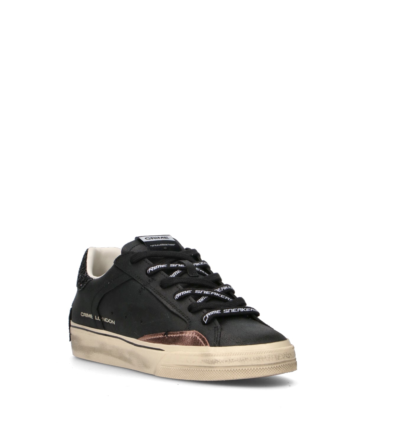 CRIME Sneaker donna nera in pelle