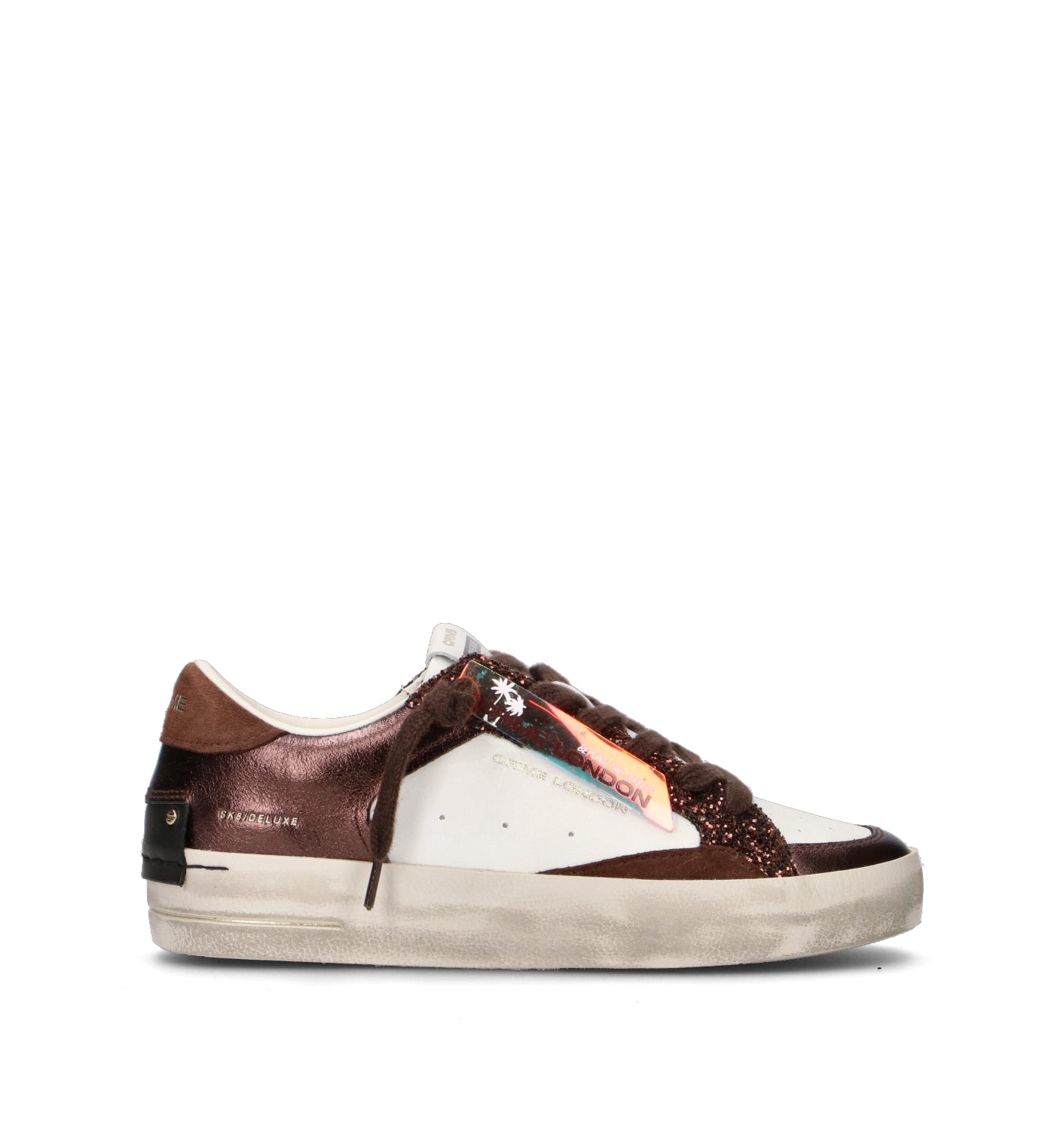 CRIME Sneaker donna marrone/bianca in pelle