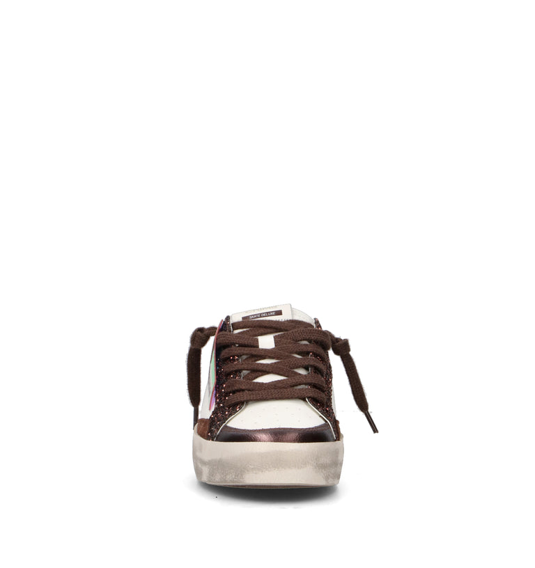 CRIME Sneaker donna marrone/bianca in pelle