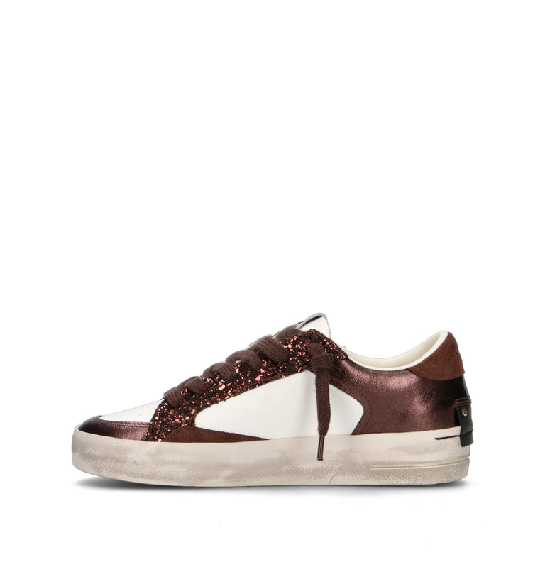 CRIME Sneaker donna marrone/bianca in pelle