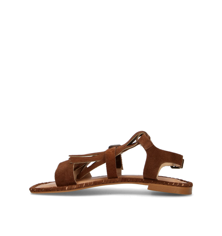 ANTICA CUOIERIA Sandalo donna marrone in suede