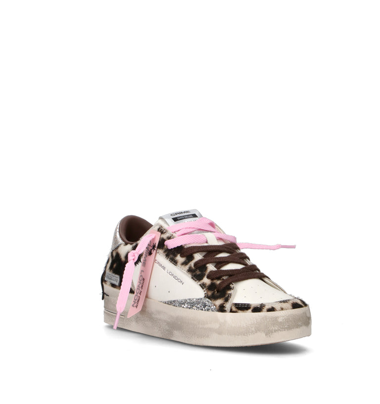 CRIME Sneaker donna bianca/maculata in pelle