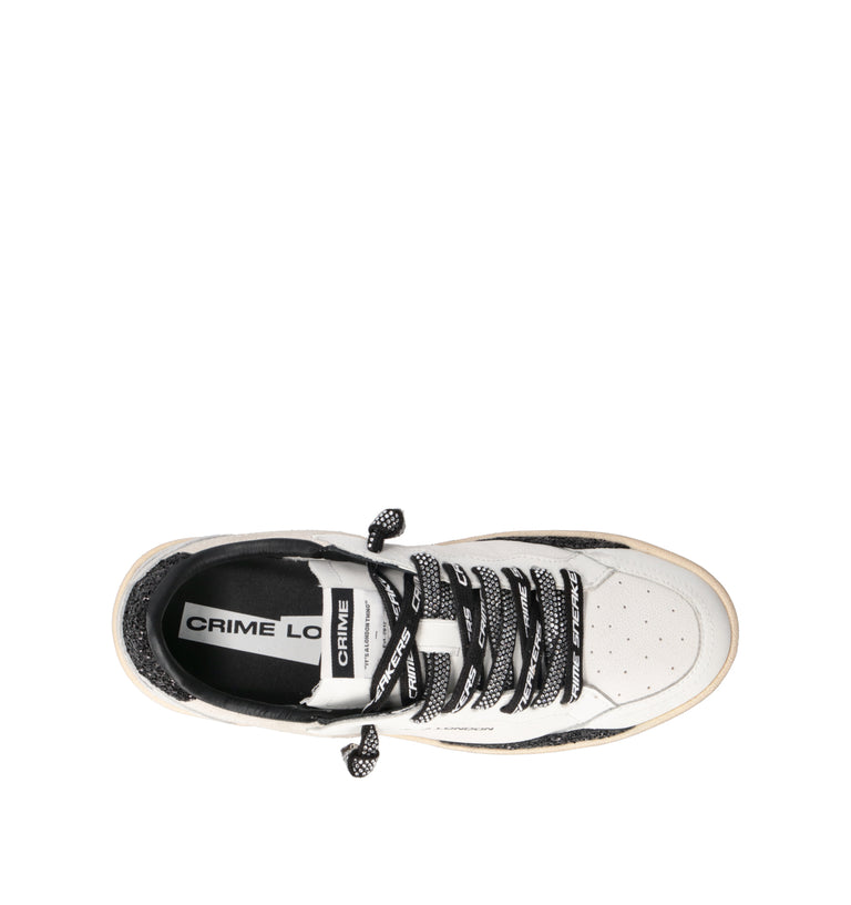 CRIME Sneaker donna bianca/nera in pelle