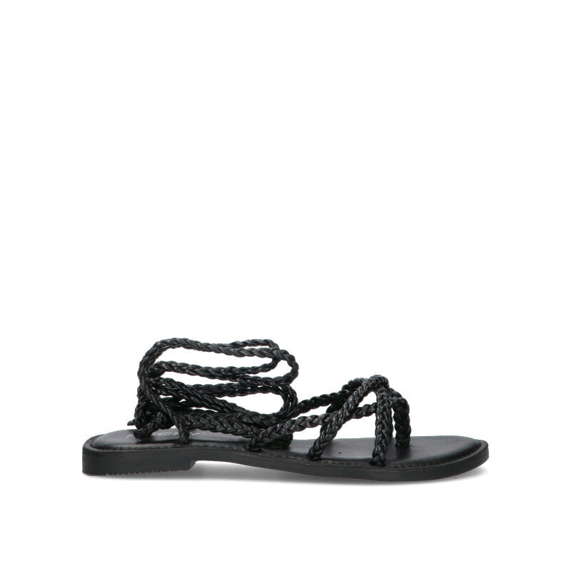 FRICKY Sandalo donna alla schiava nero in pelle