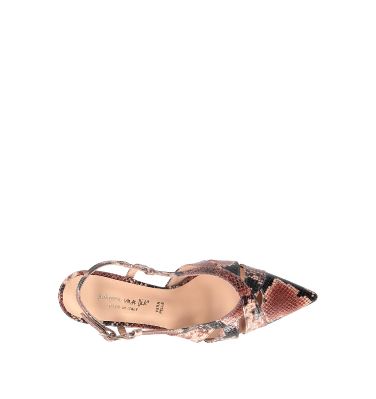 REBECCA VAN DIK Slingback donna cuoio/nera