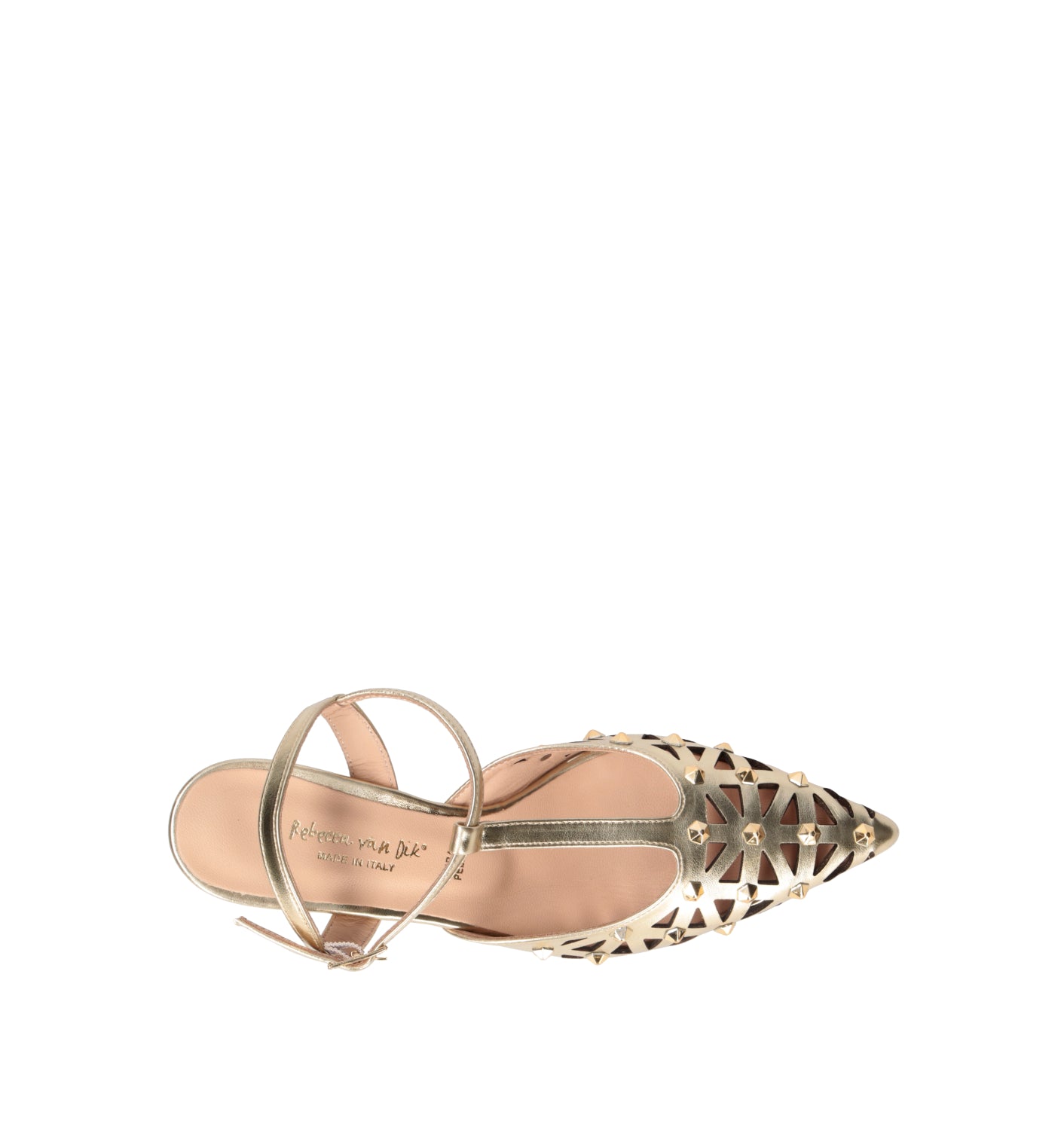 REBECCA VAN DIK Slingback donna platino in materiale sintetico con tacco 6 cm. La silhouette affusol