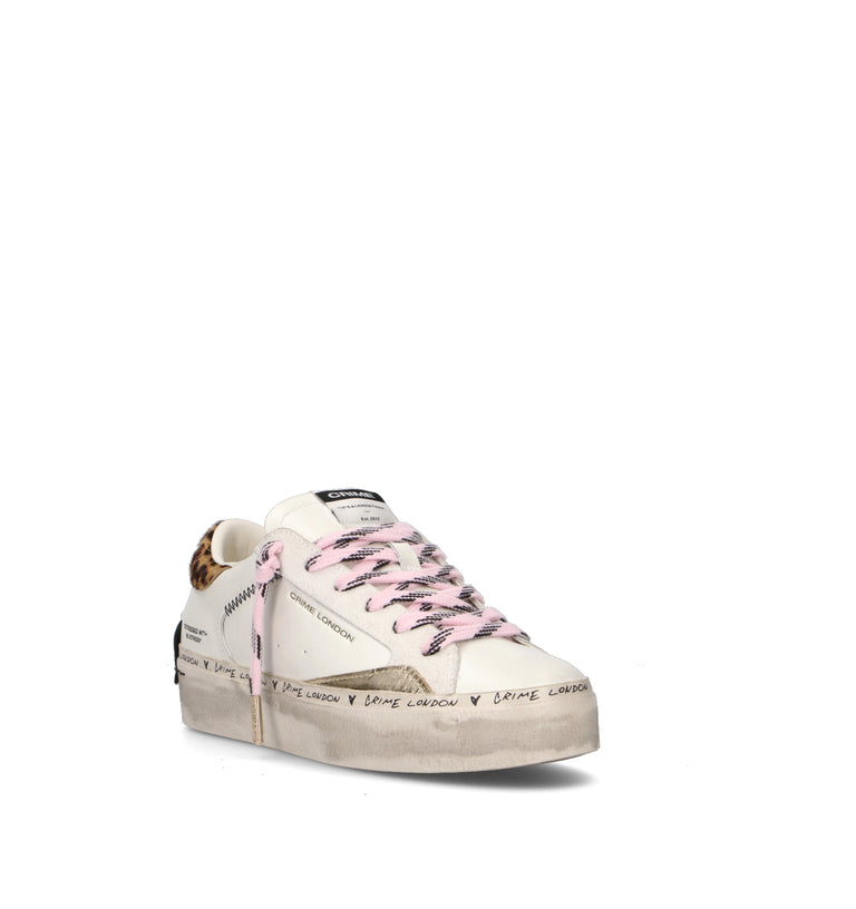 CRIME Sneaker donna bianca in pelle