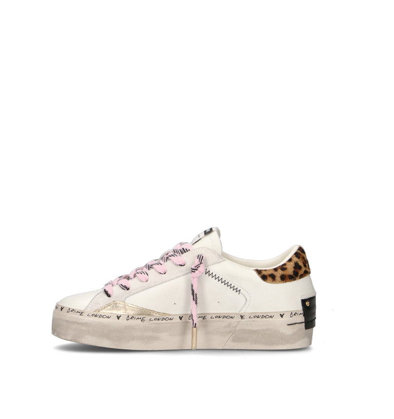 CRIME Sneaker donna bianca in pelle