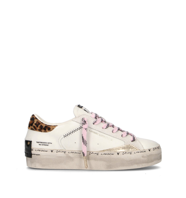 CRIME Sneaker donna bianca in pelle