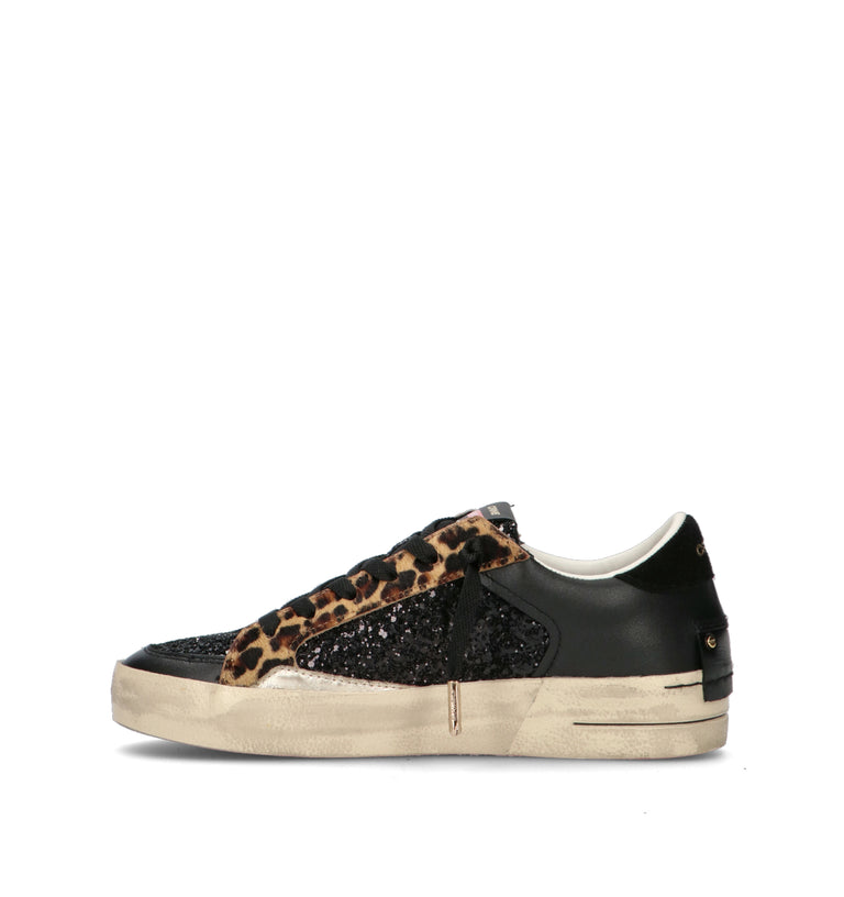 CRIME Sneaker donna nera in pelle