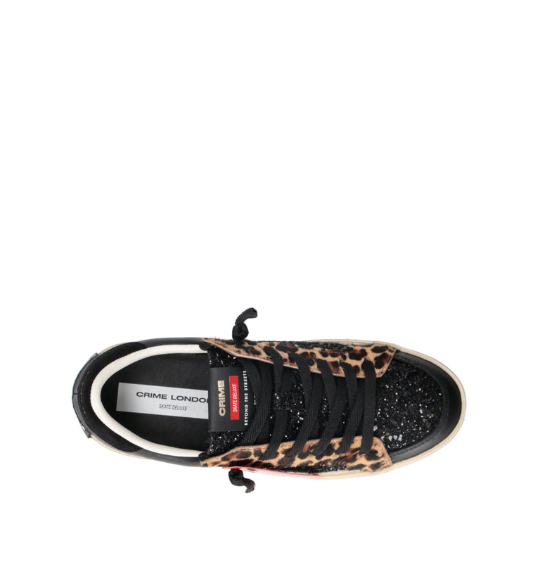 CRIME Sneaker donna nera in pelle
