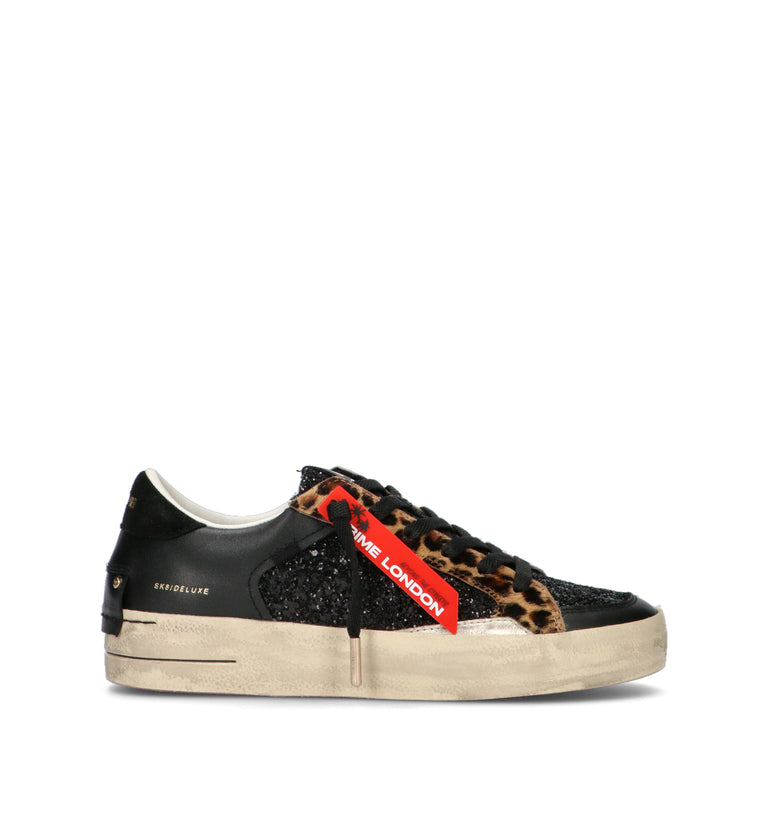CRIME Sneaker donna nera in pelle