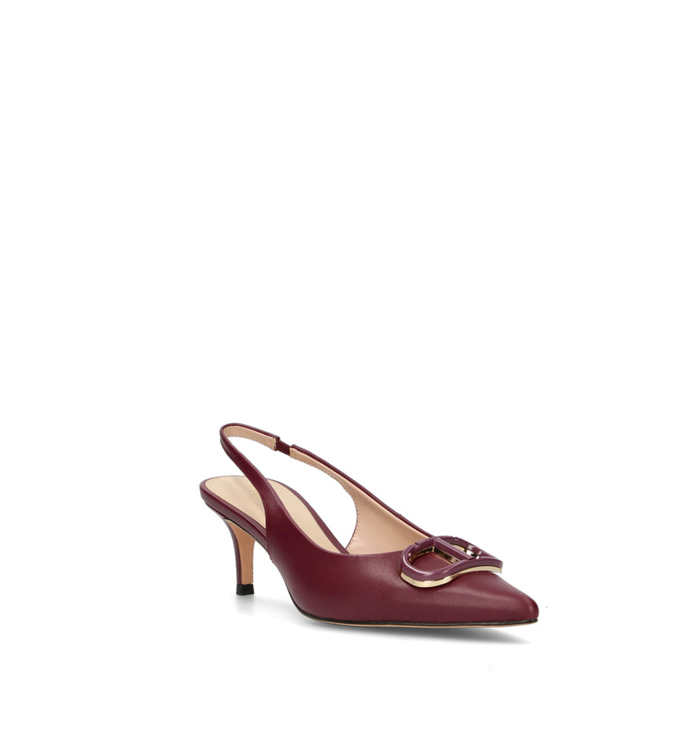 TWIN SET-SIMONA BARBIERI Slingback donna bordeaux in pelle
