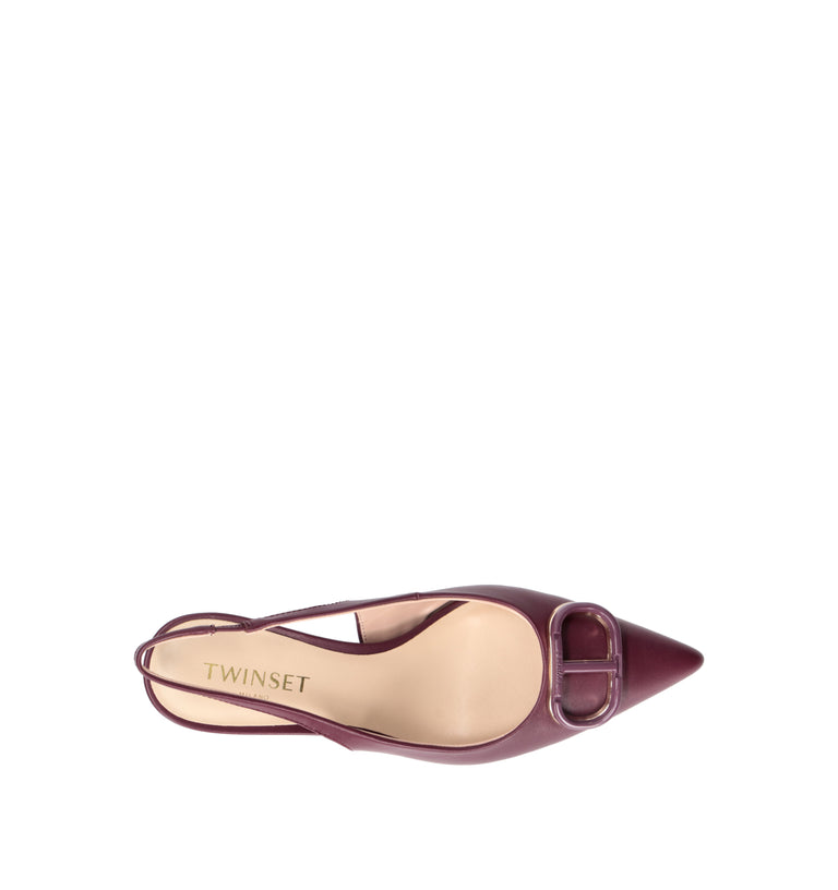TWIN SET-SIMONA BARBIERI Slingback donna bordeaux in pelle
