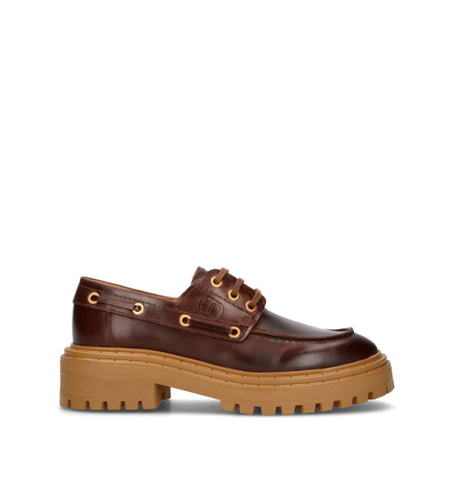 TWIN SET-SIMONA BARBIERI Scarpa barca donna marrone in pelle