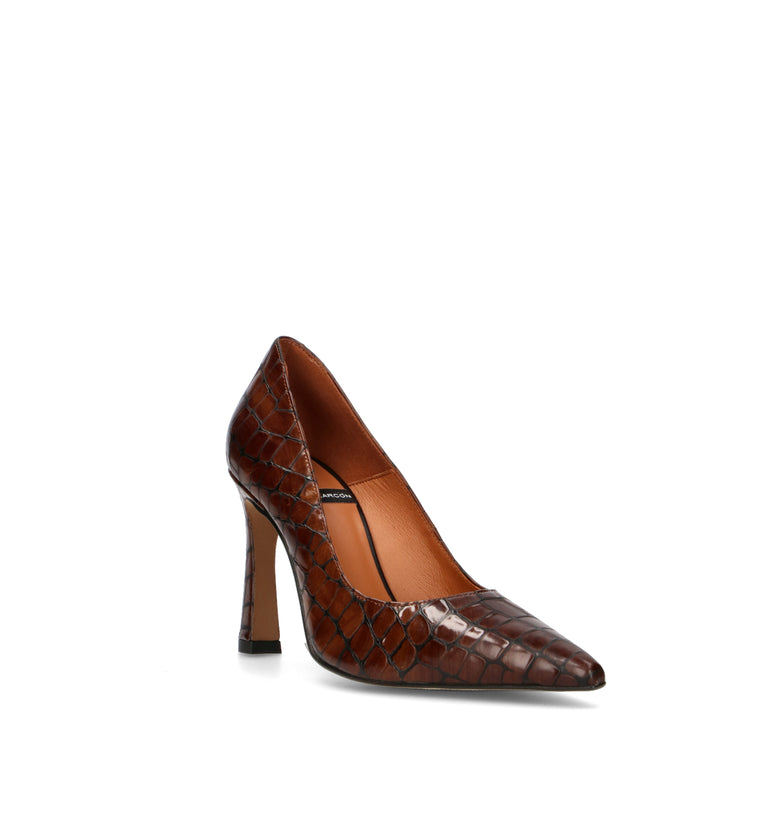 ANGEL ALARCON Décolleté donna marrone in pelle