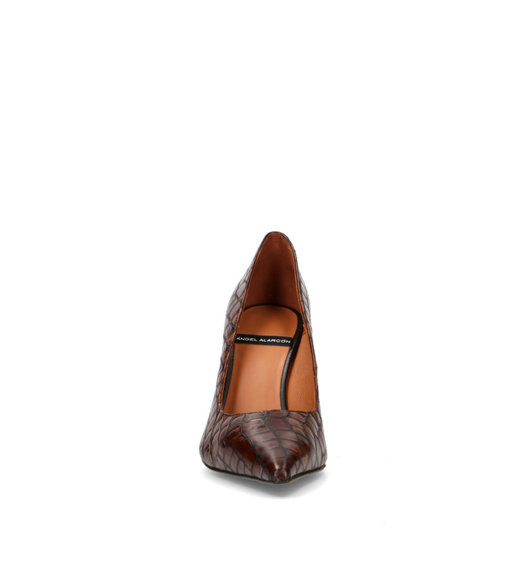 ANGEL ALARCON Décolleté donna marrone in pelle