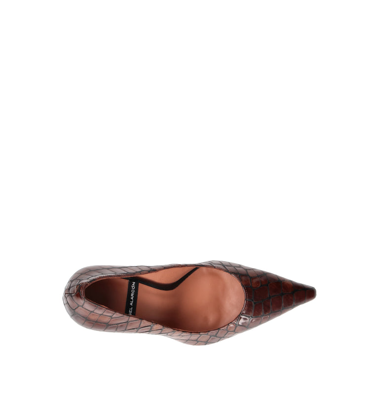 ANGEL ALARCON Décolleté donna marrone in pelle