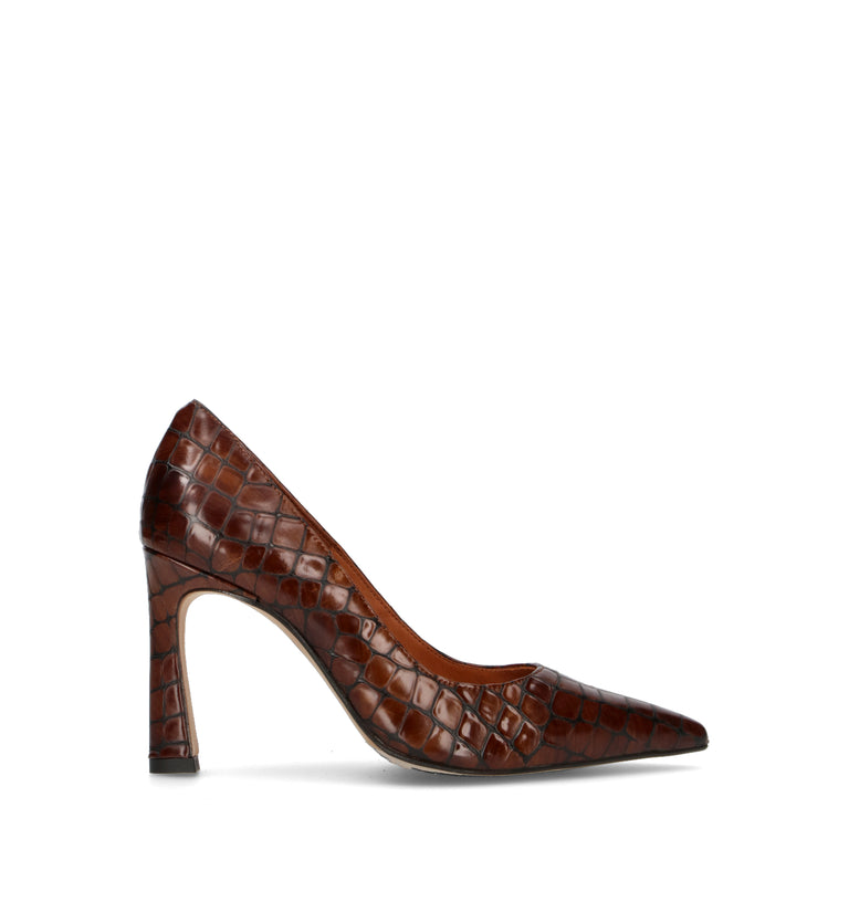 ANGEL ALARCON Décolleté donna marrone in pelle