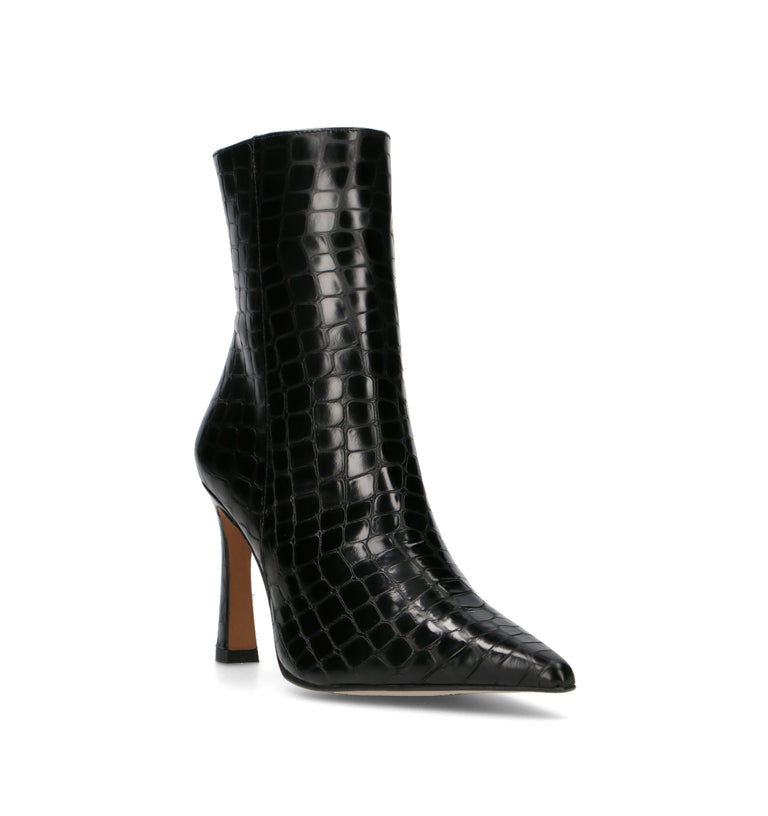 ANGEL ALARCON Tronchetto donna nero in pelle