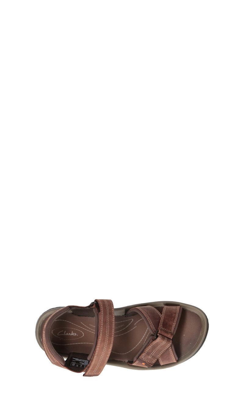 CLARKS ESSENTIALS Sandalo uomo marrone in pelle