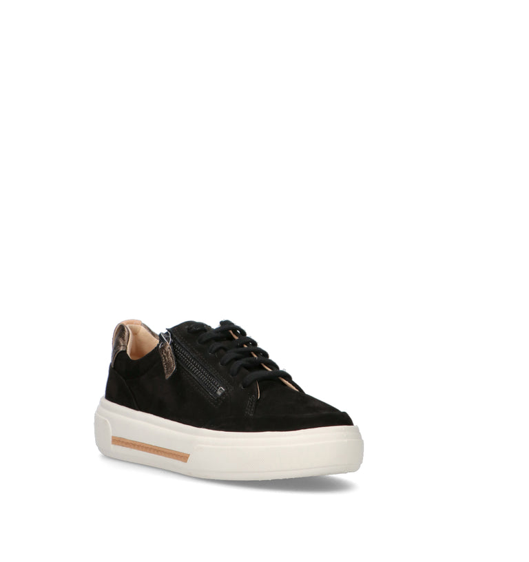 CLARKS CORE HOLLYHOCK ZIP Sneaker donna nera in nabuk