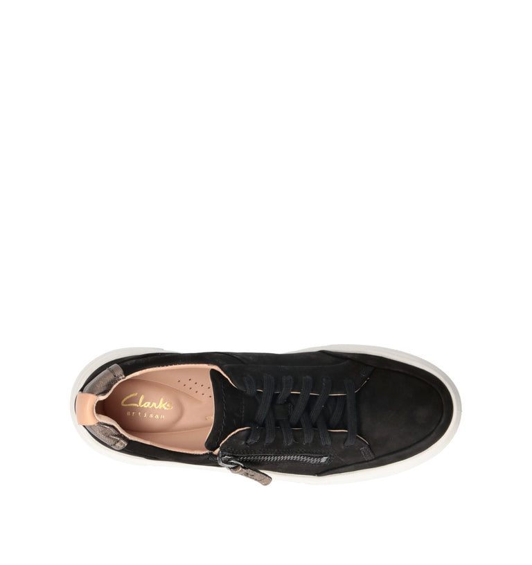 CLARKS CORE HOLLYHOCK ZIP Sneaker donna nera in nabuk