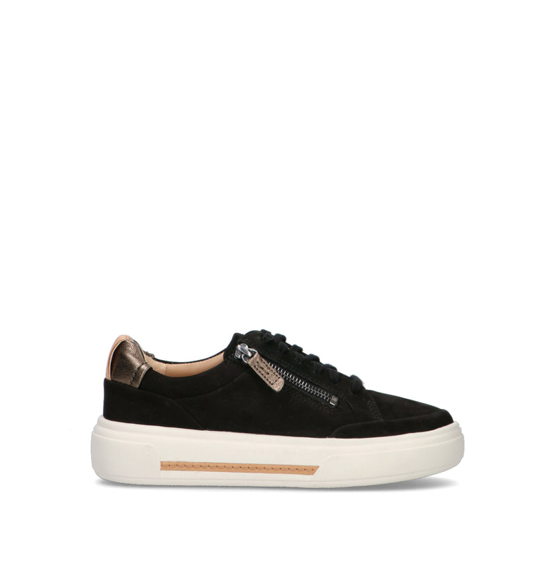 CLARKS CORE HOLLYHOCK ZIP Sneaker donna nera in nabuk
