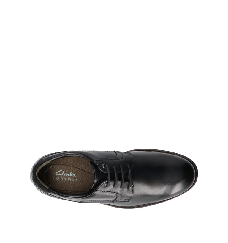 CLARKS ESSENTIALS EMMET PLAIN Stringata uomo nera in pelle