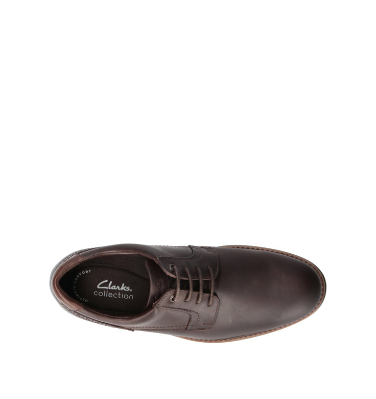 CLARKS ESSENTIALS EMMET PLAIN Stringata uomo marrone in pelle